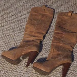 Tan knee high boots